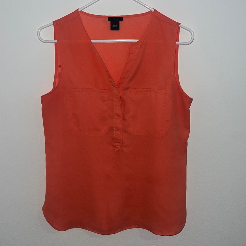 Ann Taylor Coral Sleeveless Blouse